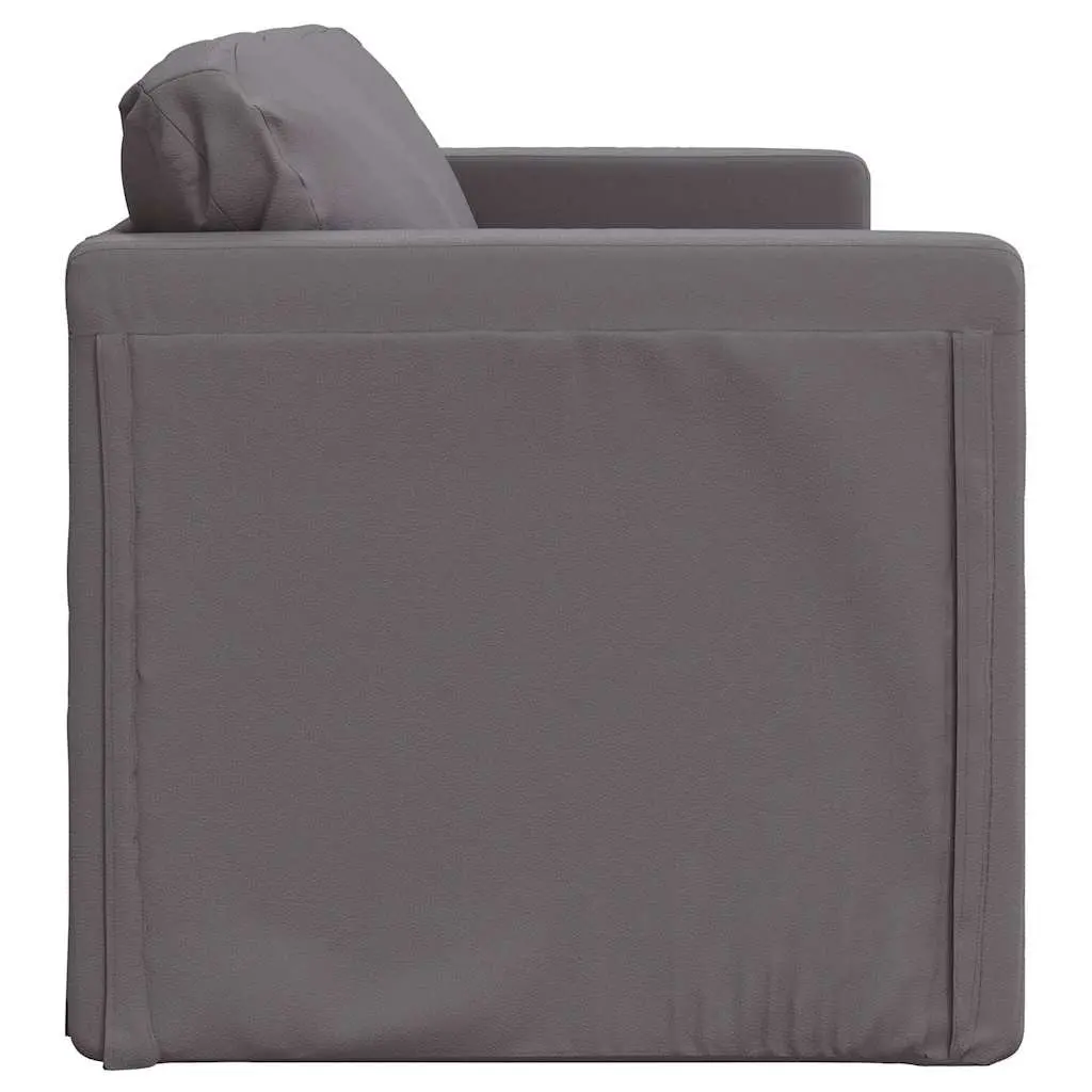 Floor Sofa Bed Convertible Loveseat Grey Faux Leather 2-in-1 Metal Frame
