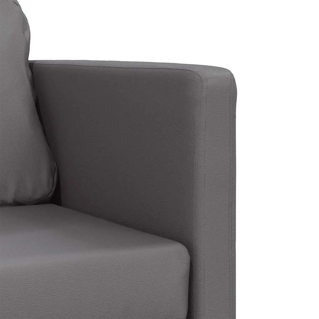 Floor Sofa Bed Convertible Loveseat Grey Faux Leather 2-in-1 Metal Frame