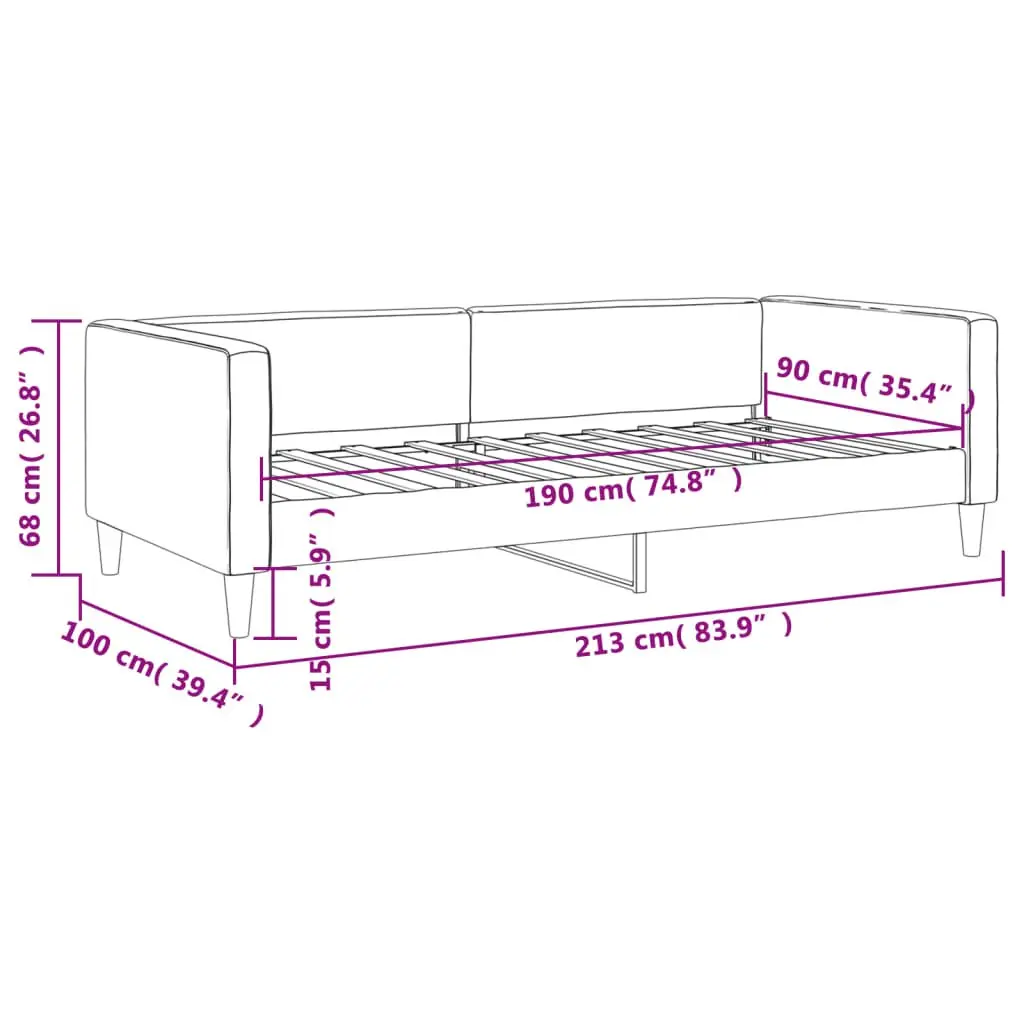 Grey Fabric Day Bed Sofa Bed 90x190 cm