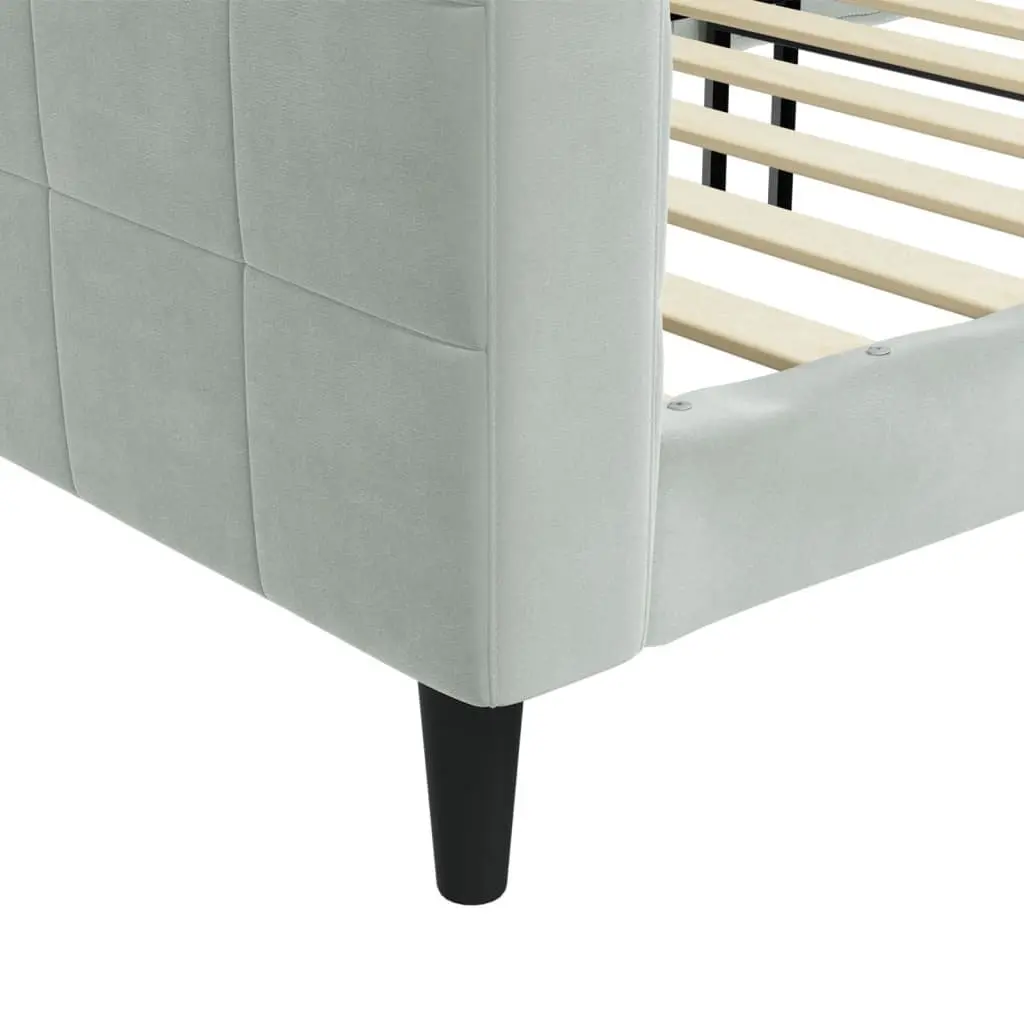 Grey Velvet Day Bed Sofa Bed 90x190 cm