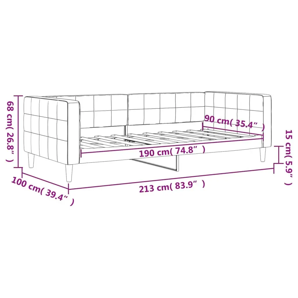 Grey Velvet Day Bed Sofa Bed 90x190 cm