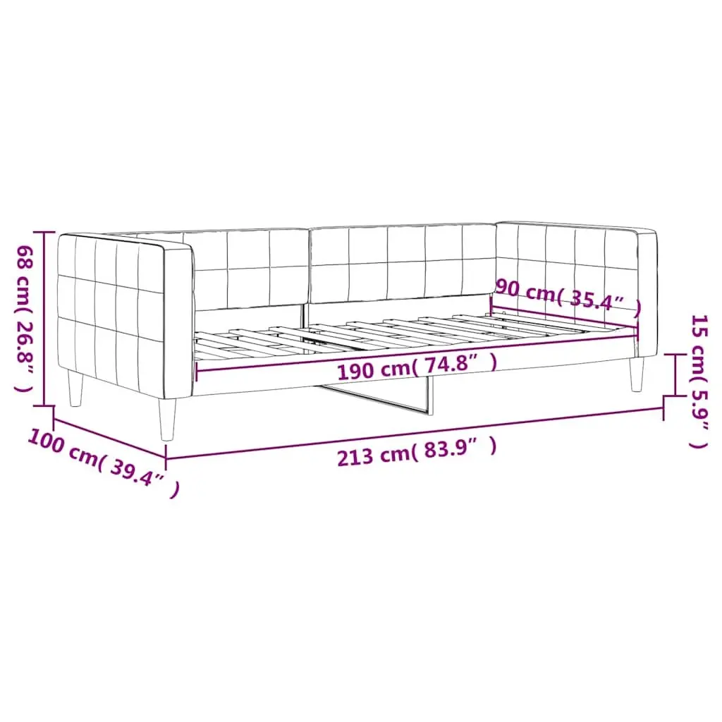 Day Bed Sofa Bed Grey Velvet 90x190 cm Modern Design Living Room Guest Bedroom