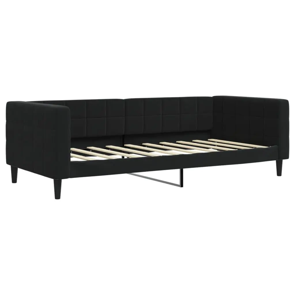 Day Bed Sofa Bed Frame Black Velvet 90x190 cm Modern Sleeper Couch Guest Bed