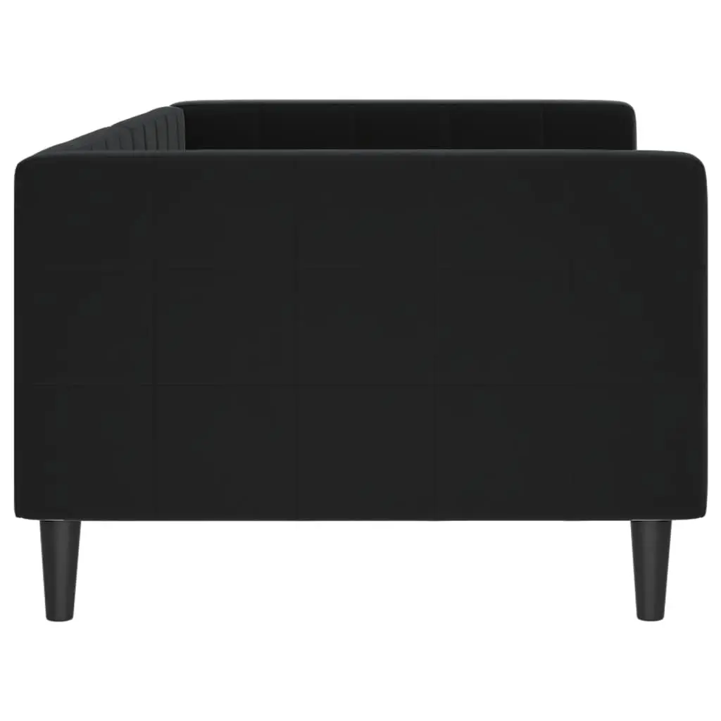 Day Bed Sofa Bed Frame Black Velvet 90x190 cm Modern Sleeper Couch Guest Bed