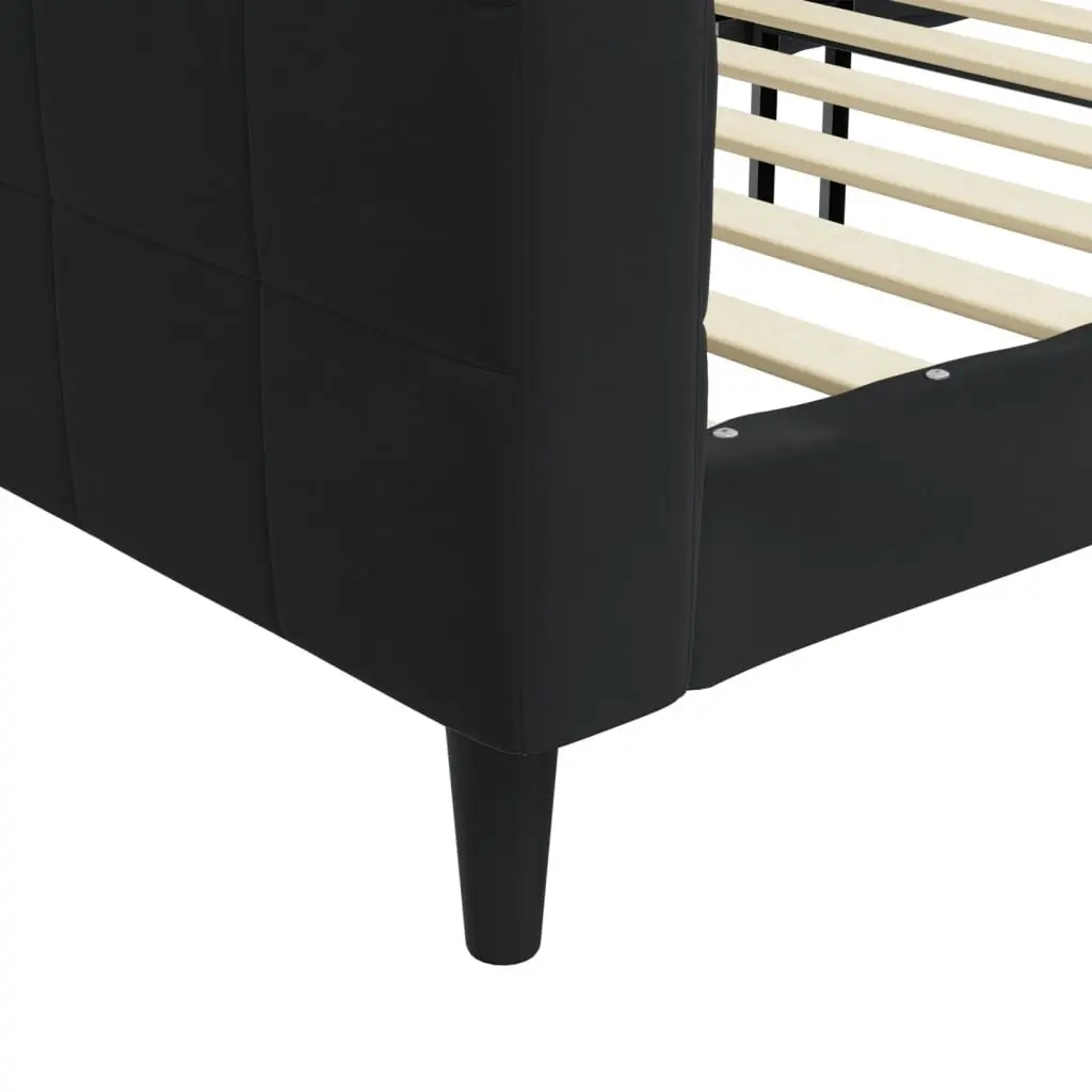 Day Bed Sofa Bed Frame Black Velvet 90x190 cm Modern Sleeper Couch Guest Bed