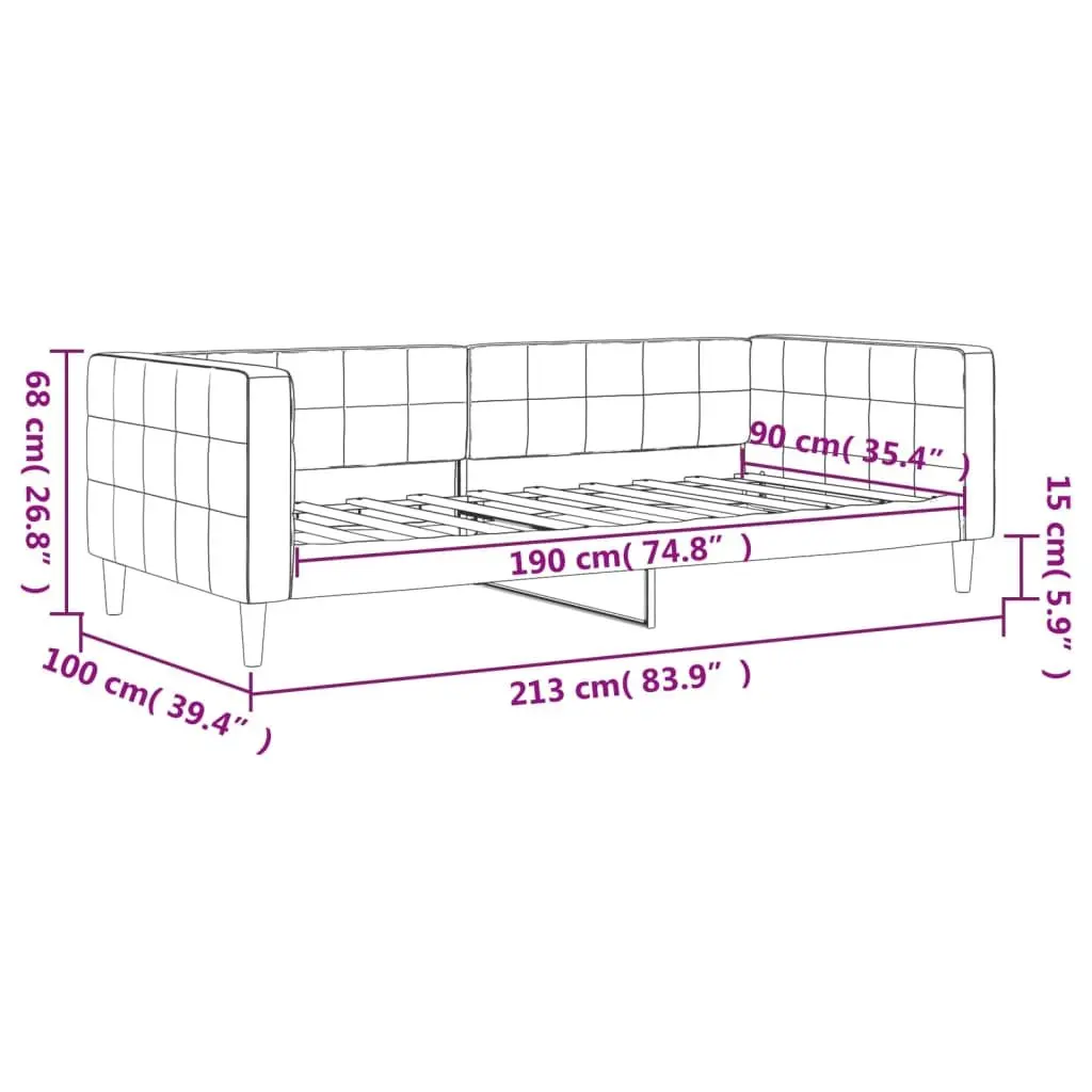Day Bed Sofa Bed Frame Black Velvet 90x190 cm Modern Sleeper Couch Guest Bed