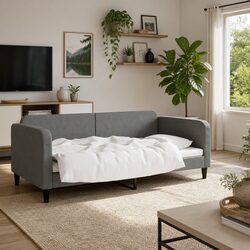 Grey Fabric Day Bed Sofa Bed 90x190 cm