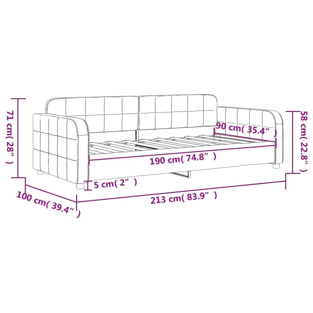 Grey Day Bed Sofa 90x190cm for Living Room