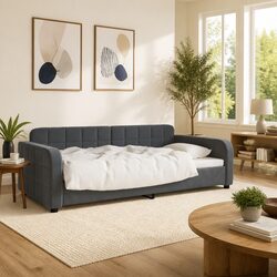 Grey Velvet Day Bed Sofa Bed 90x190cm