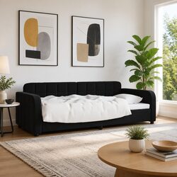 Black Velvet Day Bed Sofa 90x190cm for Cozy Spaces