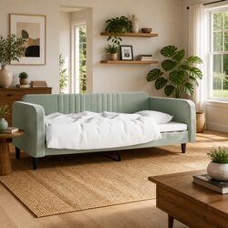 Grey Velvet Day Bed Sofa Bed 90x190 cm for Comfort