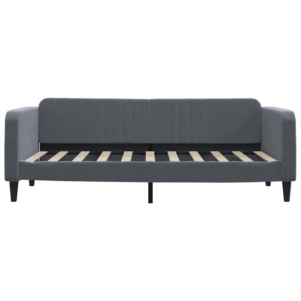 Day Bed Sofa Bed Frame Velvet Grey 90x190 cm Sleeping Couch Guest Furniture