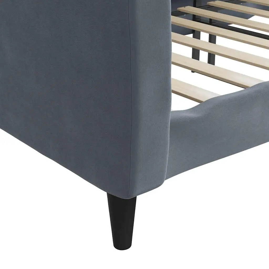 Day Bed Sofa Bed Frame Velvet Grey 90x190 cm Sleeping Couch Guest Furniture