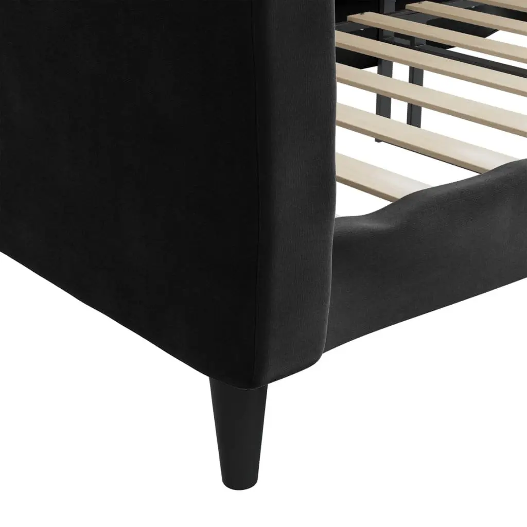 Black Velvet Day Bed Sofa Bed 90x190 cm