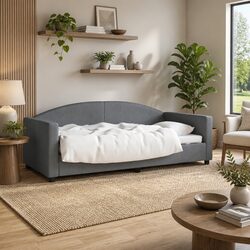 Comfortable Grey Fabric Day Bed Sofa Bed 90x190 cm