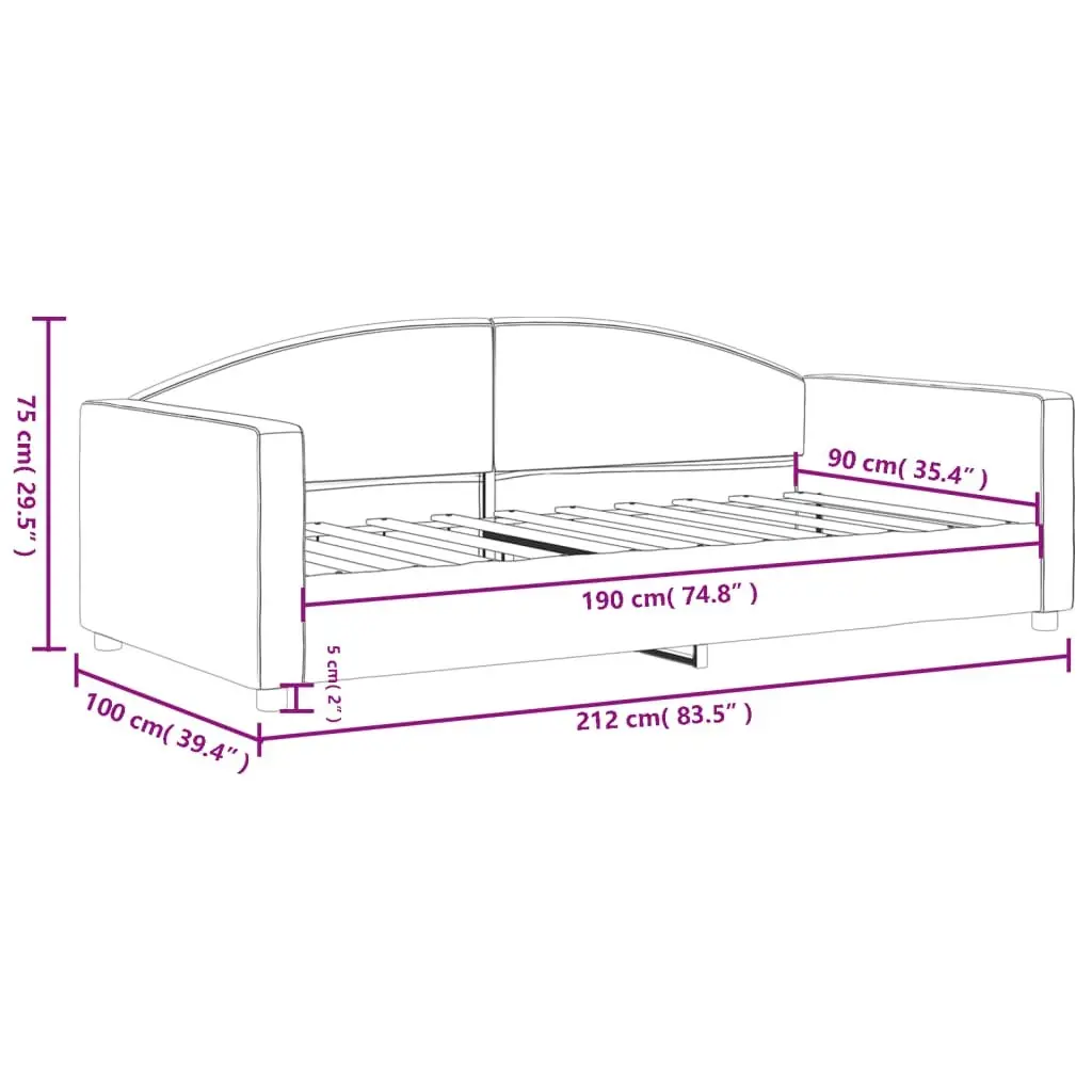 Grey Fabric Day Bed Sofa Bed 90x190 cm