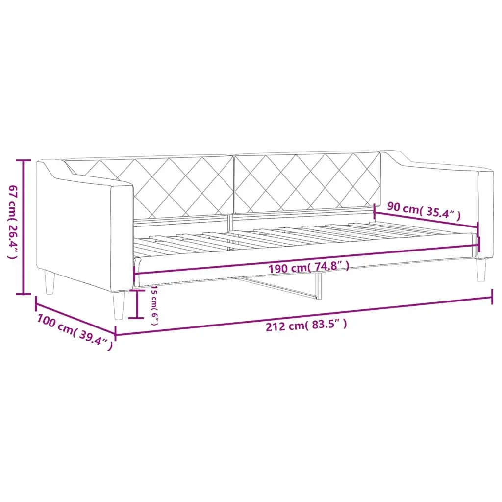 Grey Fabric Day Bed Sofa Bed 90x190cm