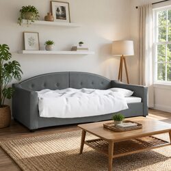 Comfortable Grey Fabric Day Bed Sofa Bed 90x190cm