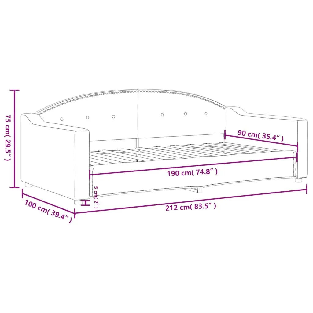 Grey Fabric Day Bed Sofa Bed 90x190cm