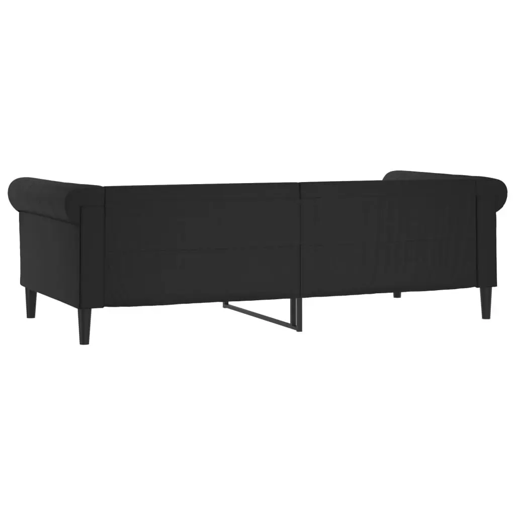 Day Bed Sofa Bed Black Faux Leather 90x190 cm Metal and Solid Wood Frame