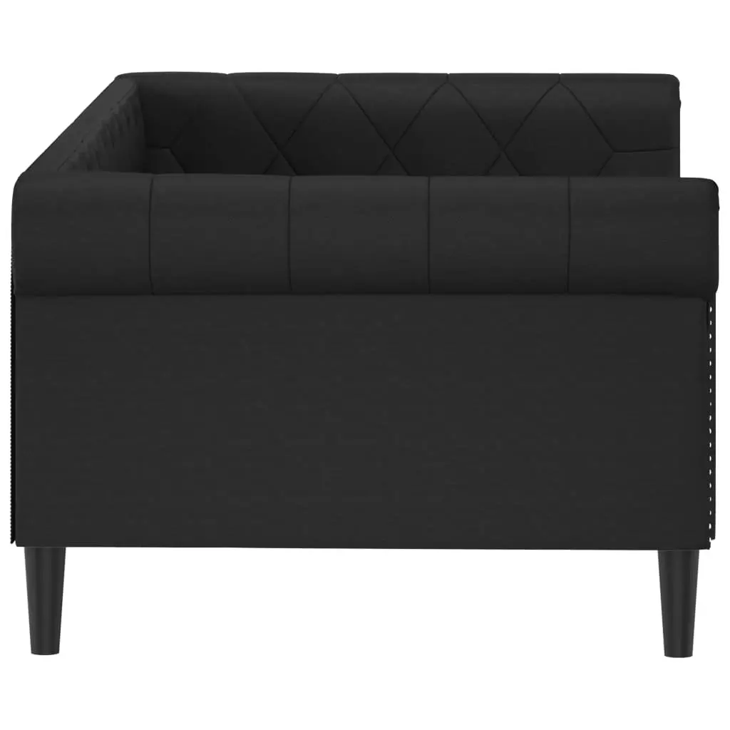 Day Bed Sofa Bed Black Faux Leather 90x190 cm Metal and Solid Wood Frame