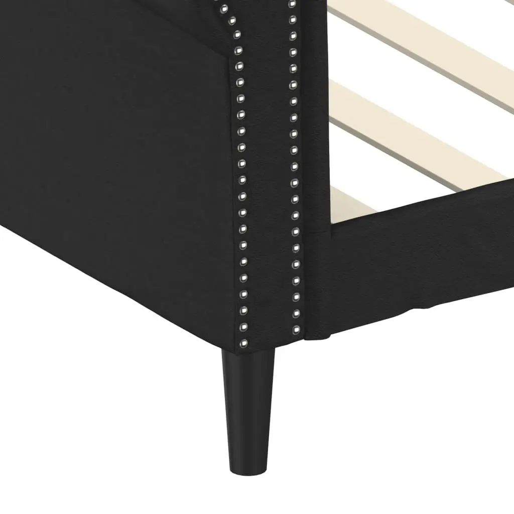 Day Bed Sofa Bed Black Faux Leather 90x190 cm Metal and Solid Wood Frame