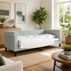Grey Velvet Day Bed Sofa Bed 90x190 cm for Living Space