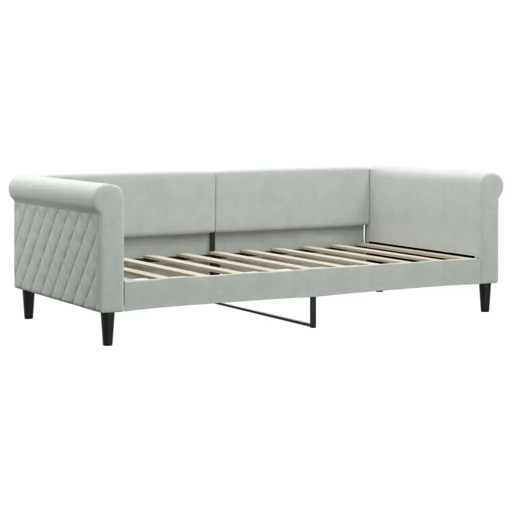 Day Bed Sofa Bed Grey Velvet 90x190 cm Modern Design Living Room Guest Bed Frame