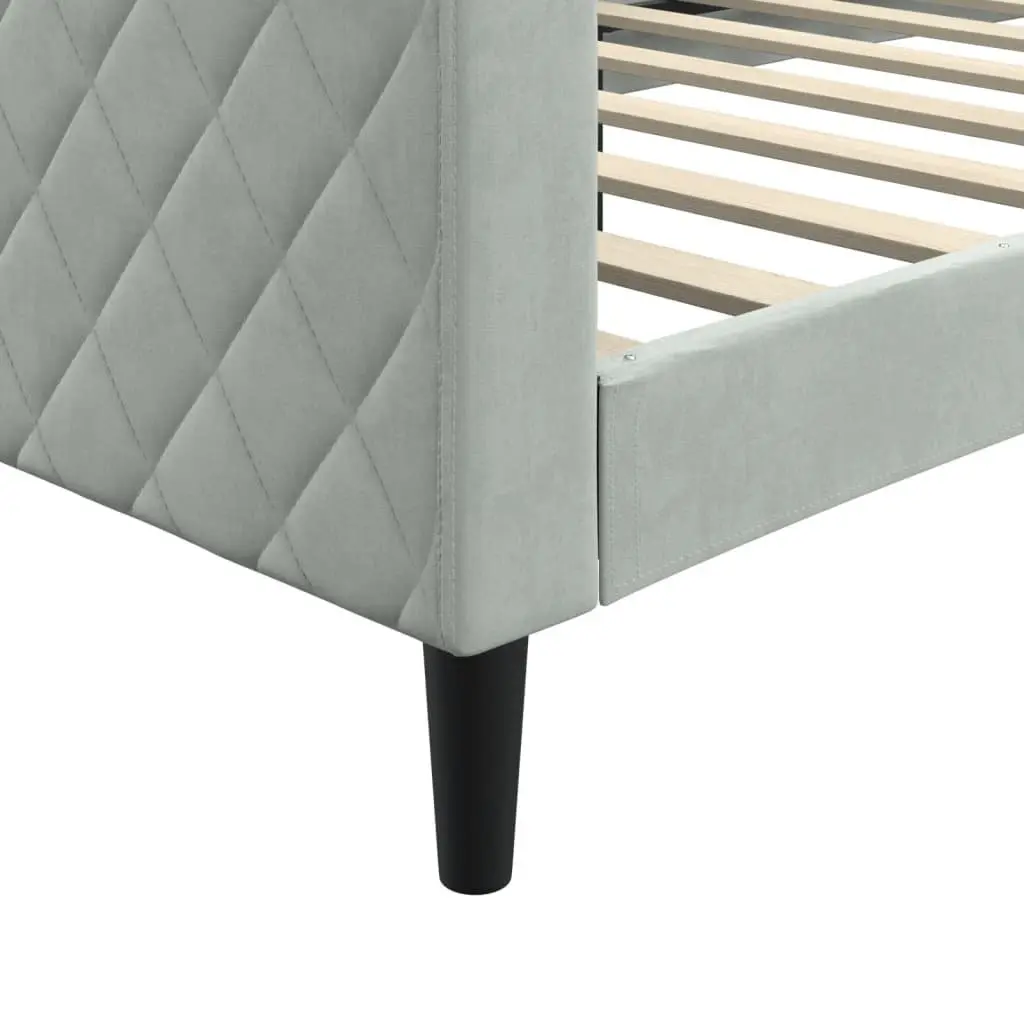 Day Bed Sofa Bed Grey Velvet 90x190 cm Modern Design Living Room Guest Bed Frame
