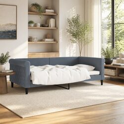 Grey Velvet Day Bed Sofa Bed 90x190 cm for Comfort