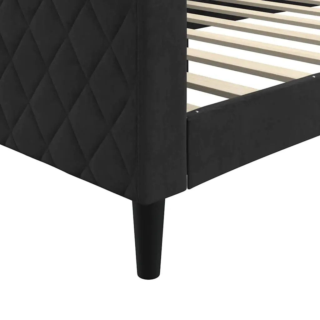 Black Velvet Day Bed Sofa Couch 90x190cm