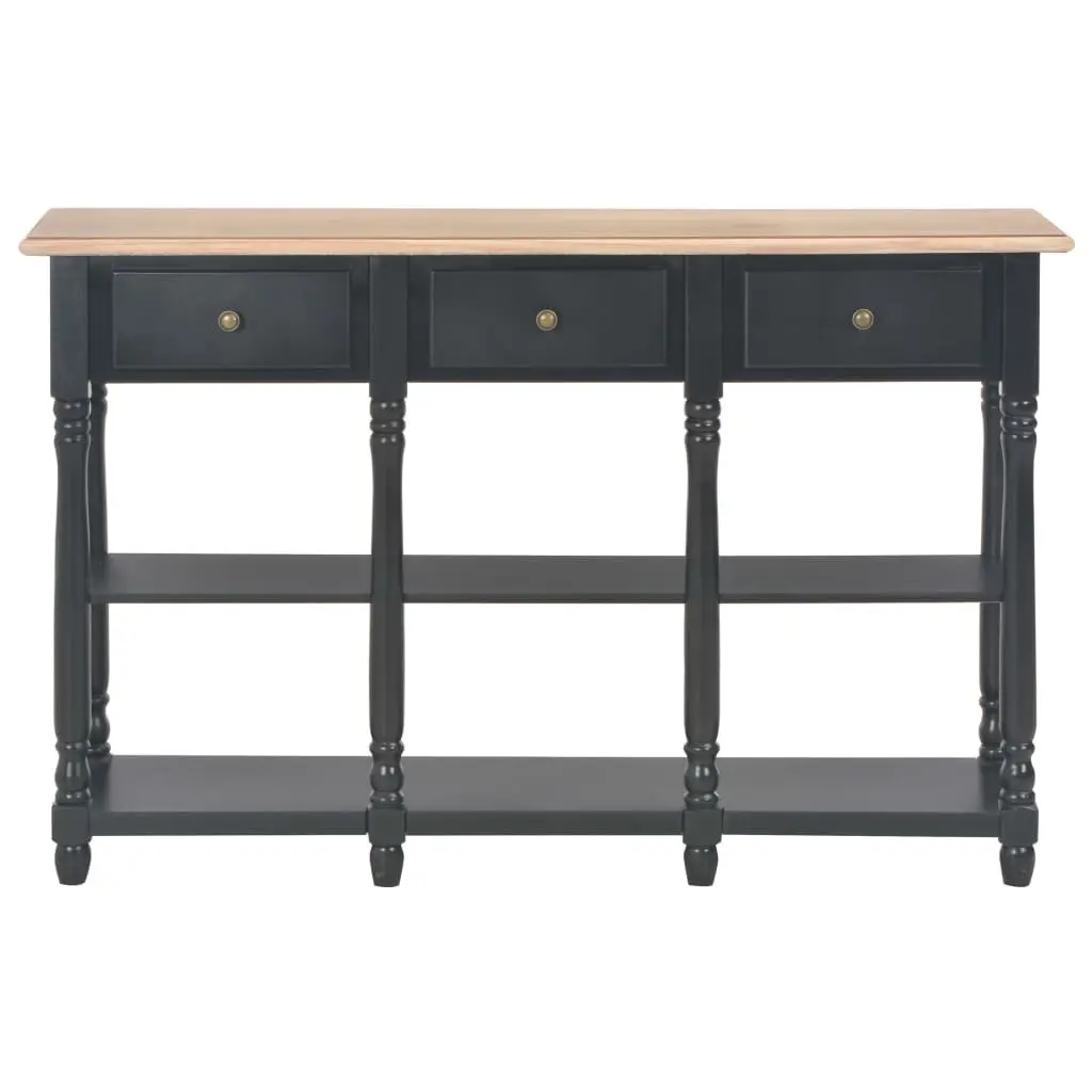 Console Table Black 110x30x76cm Engineered Wood with Solid Pine Legs