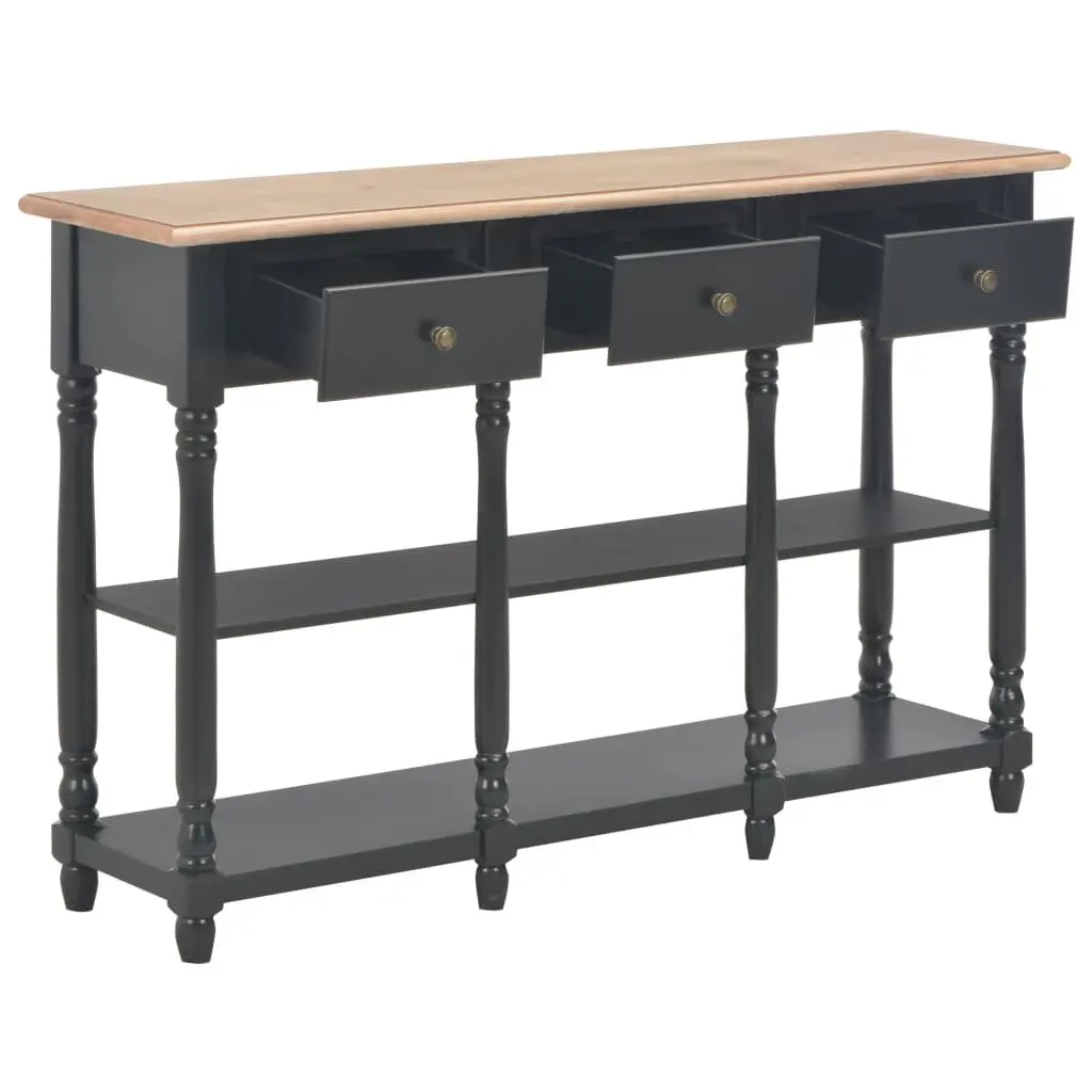 Console Table Black 110x30x76cm Engineered Wood with Solid Pine Legs