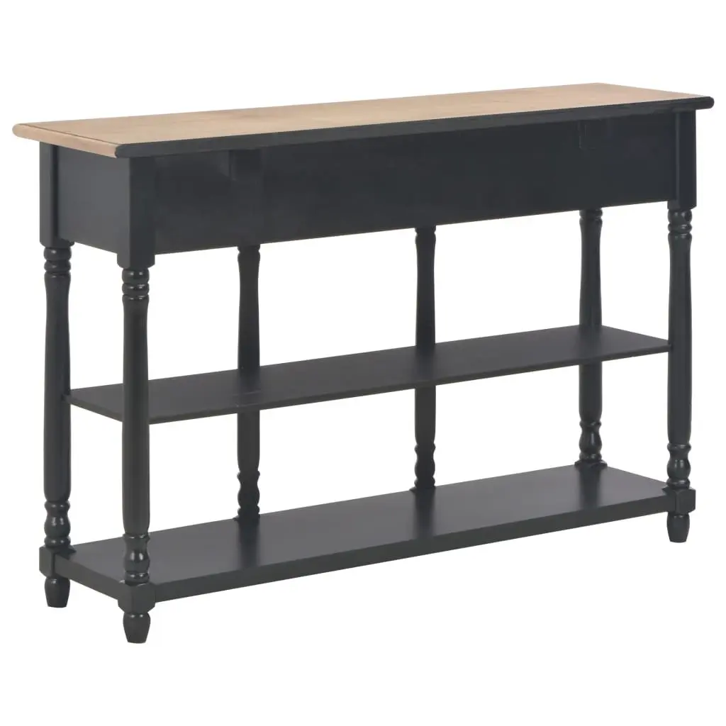 Console Table Black 110x30x76cm Engineered Wood with Solid Pine Legs