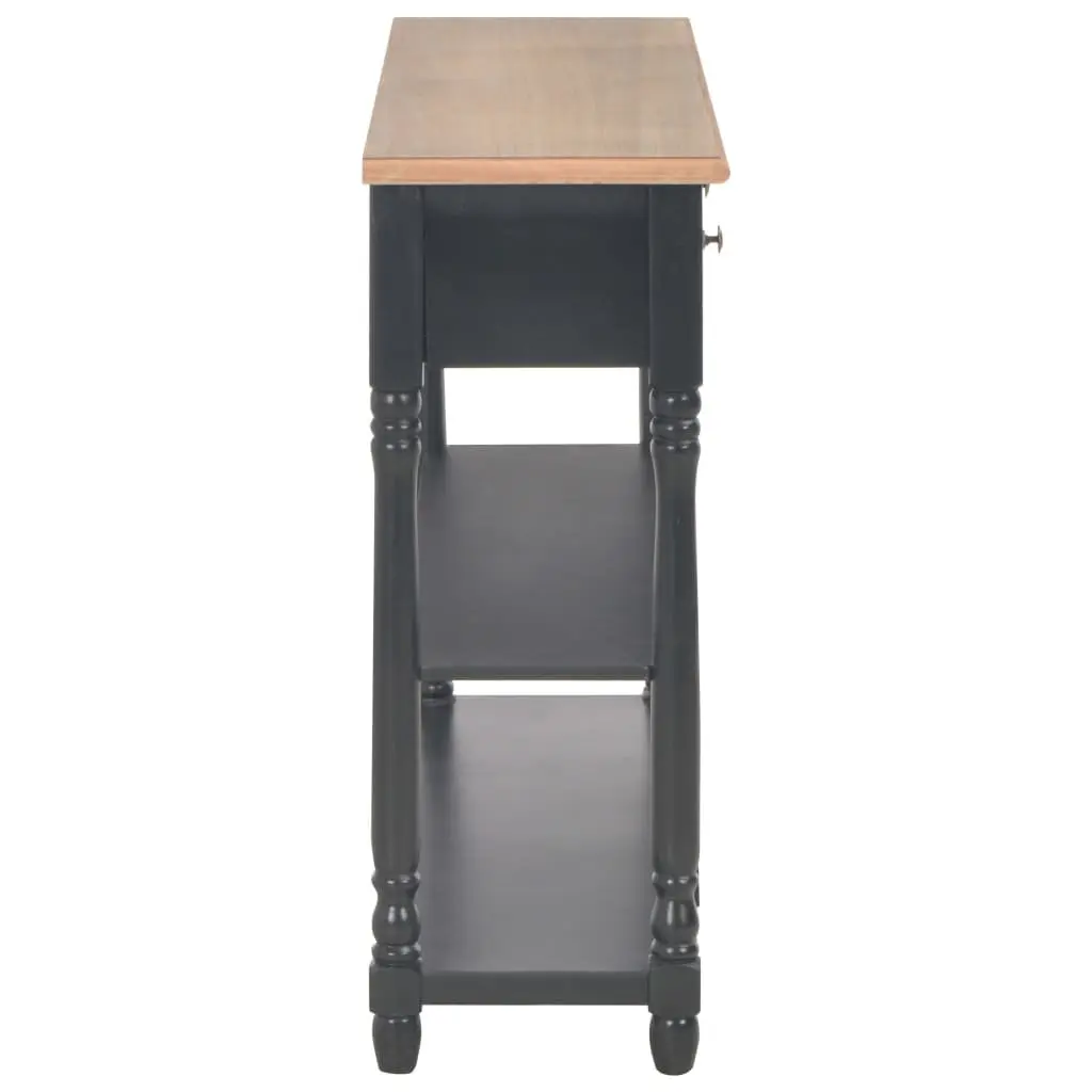 Console Table Black 110x30x76cm Engineered Wood with Solid Pine Legs