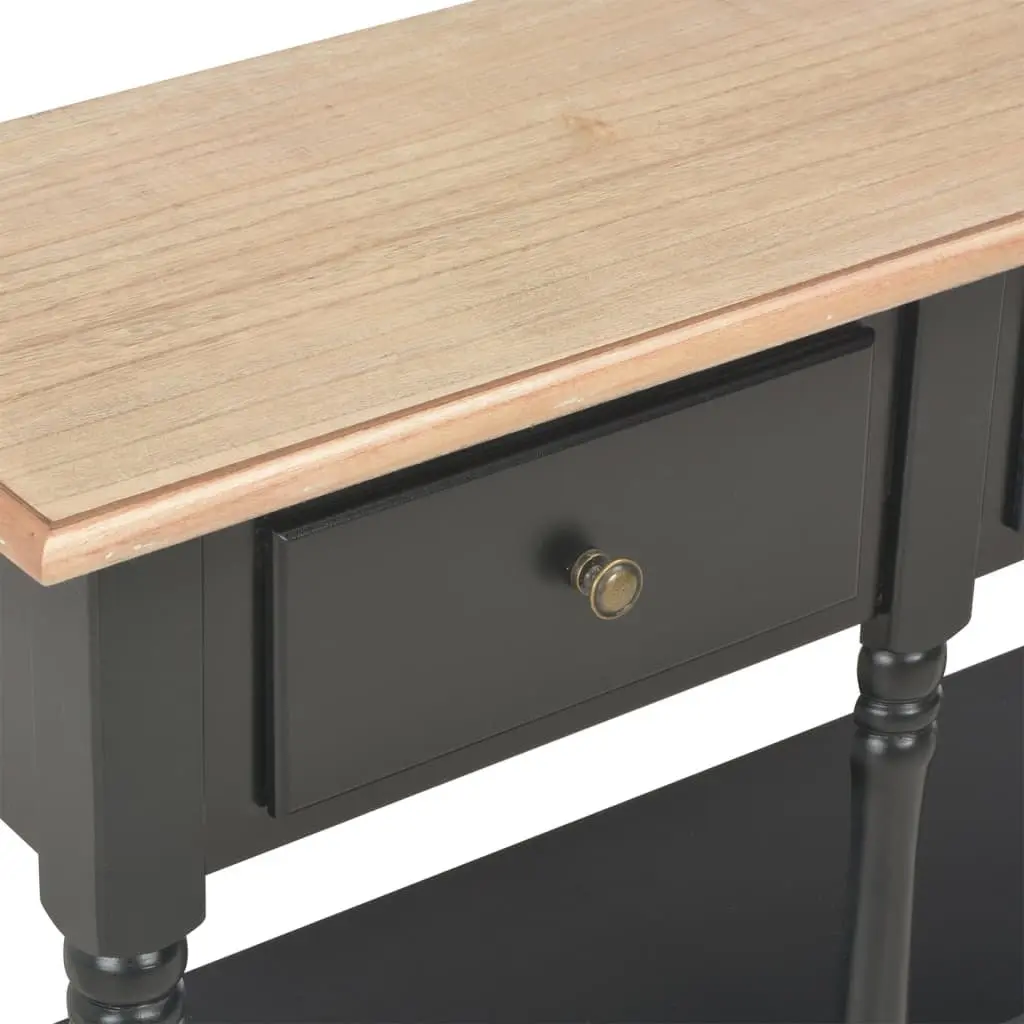 Console Table Black 110x30x76cm Engineered Wood with Solid Pine Legs