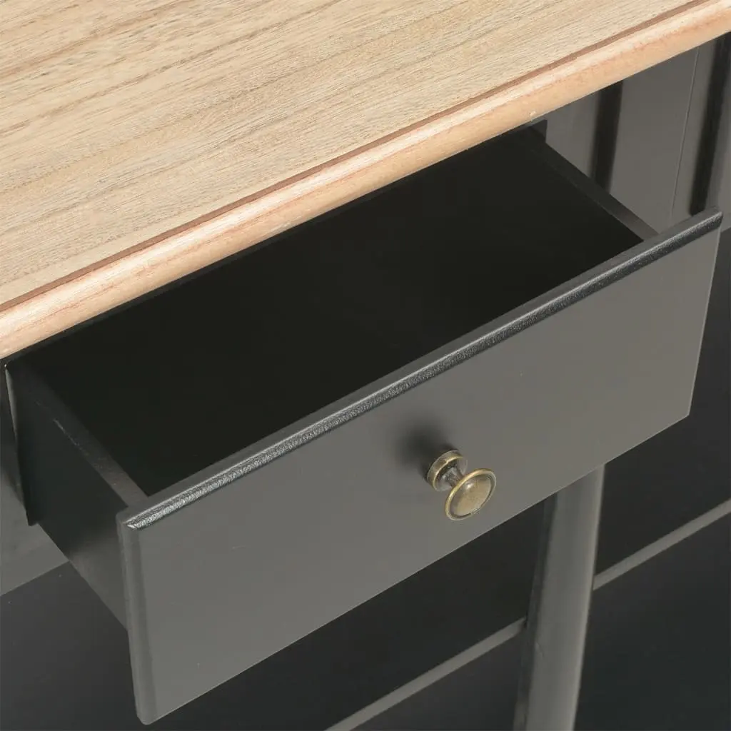 Console Table Black 110x30x76cm Engineered Wood with Solid Pine Legs