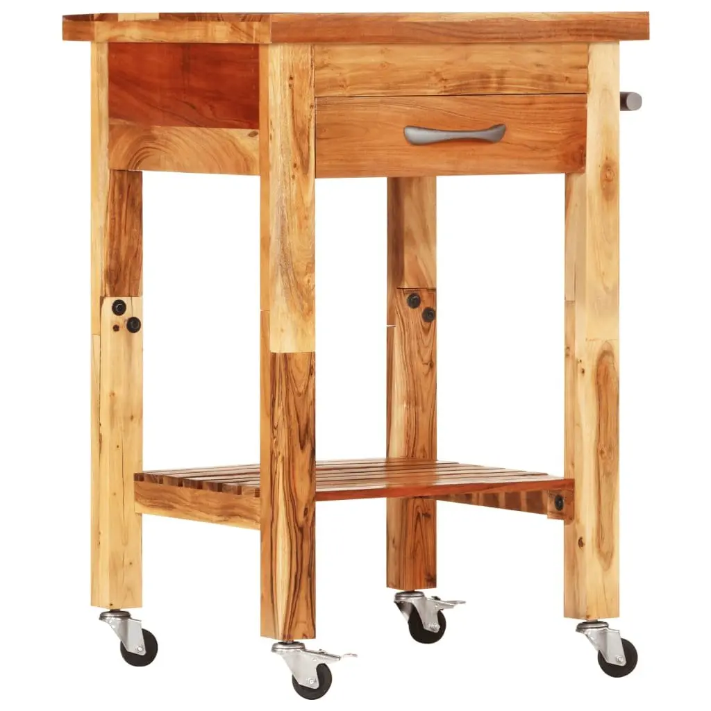 Kitchen Trolley 55x55x89cm Solid Wood Acacia Brown Storage Cart Drawer Shelf