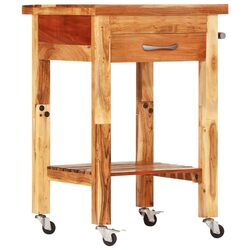 Kitchen Trolley 55x55x89cm Solid Wood Acacia Brown Storage Cart Drawer Shelf