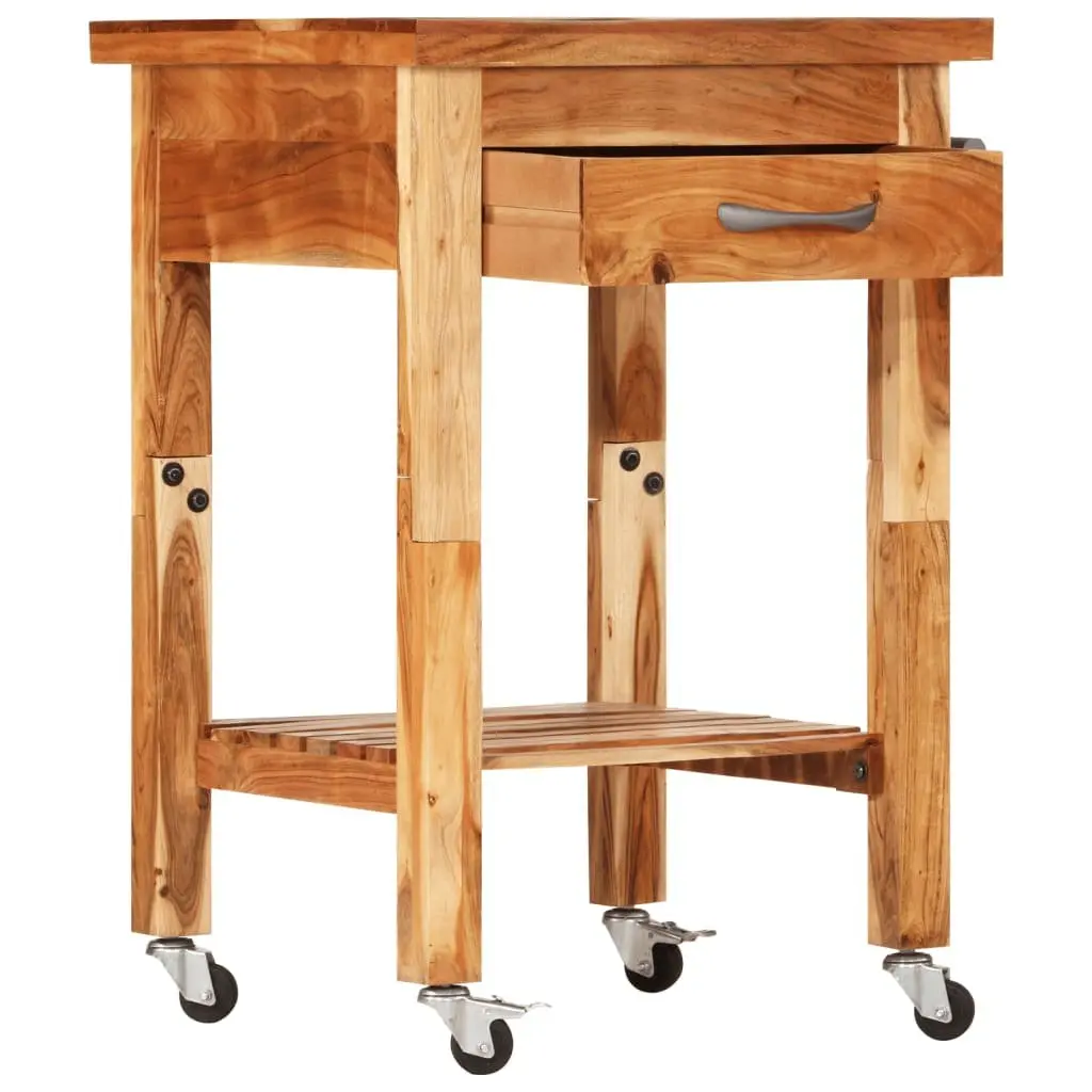 Kitchen Trolley 55x55x89cm Solid Wood Acacia Brown Storage Cart Drawer Shelf