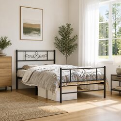 Elegant Black Metal Bed Frame King Single 107x203 cm