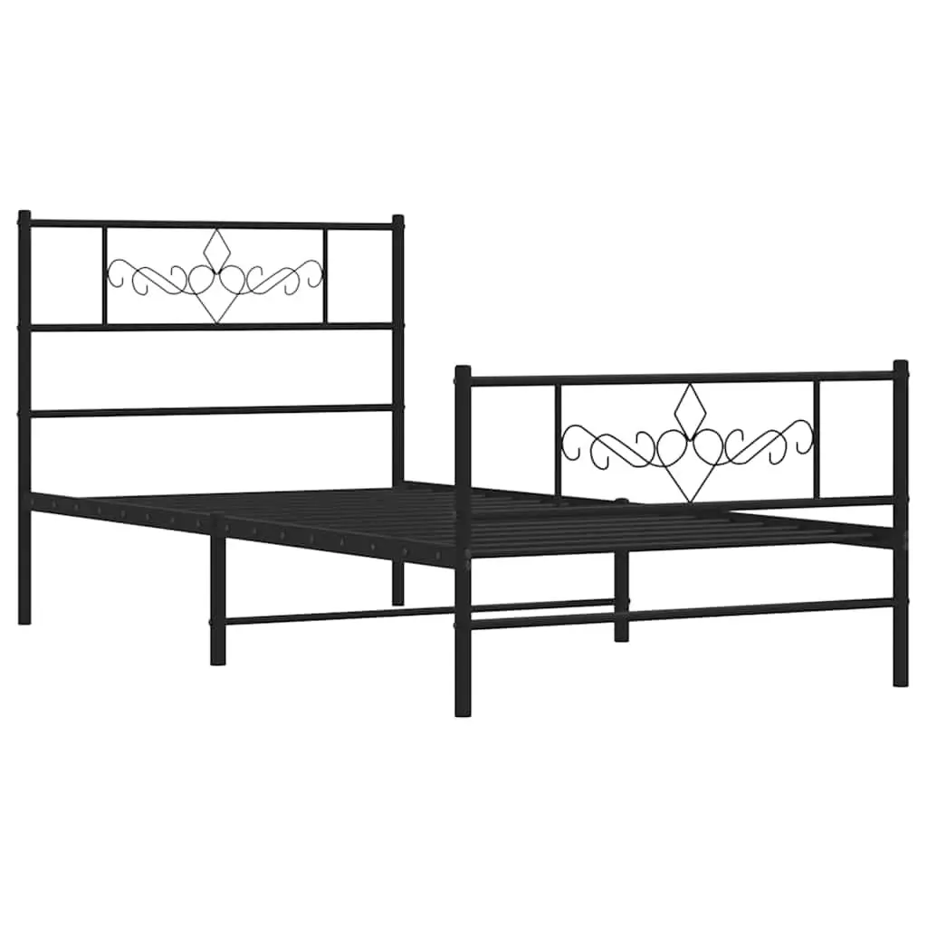 Metal Bed Frame King Single 107x203 cm Black Powder-coated Steel with Footboard
