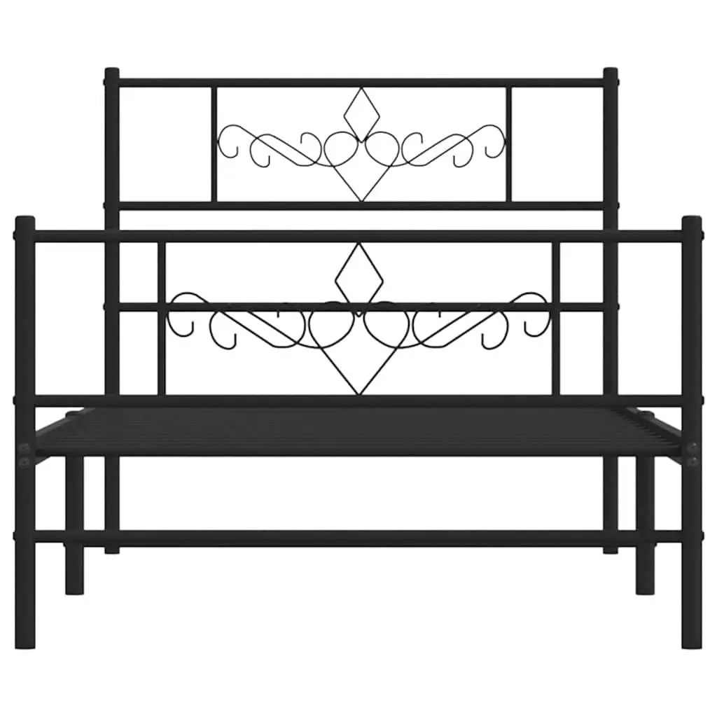 Metal Bed Frame King Single 107x203 cm Black Powder-coated Steel with Footboard