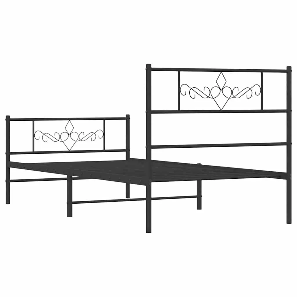 Metal Bed Frame King Single 107x203 cm Black Powder-coated Steel with Footboard