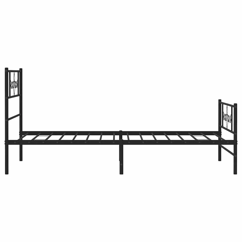 Metal Bed Frame King Single 107x203 cm Black Powder-coated Steel with Footboard