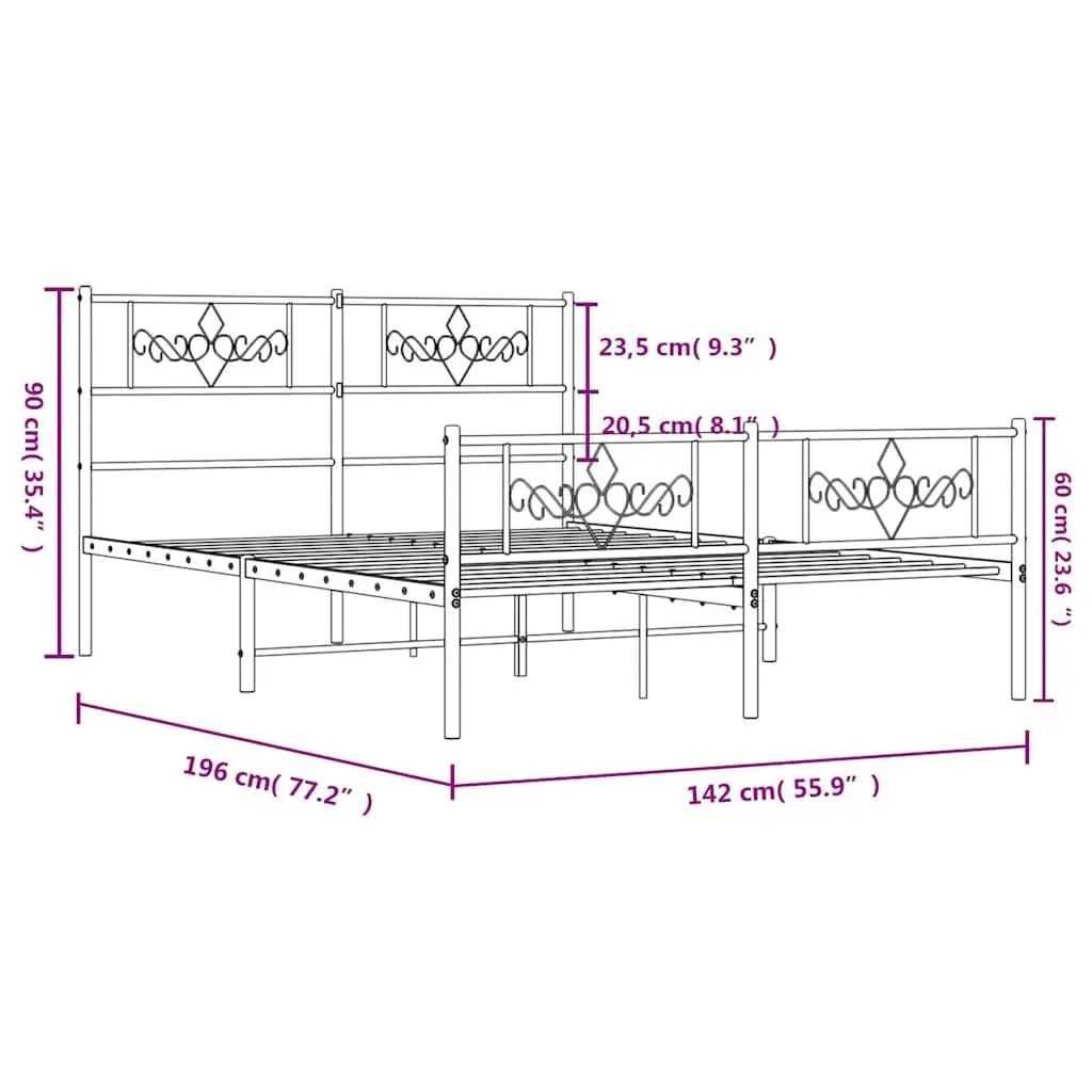 Black Metal Bed Frame 135x190 cm