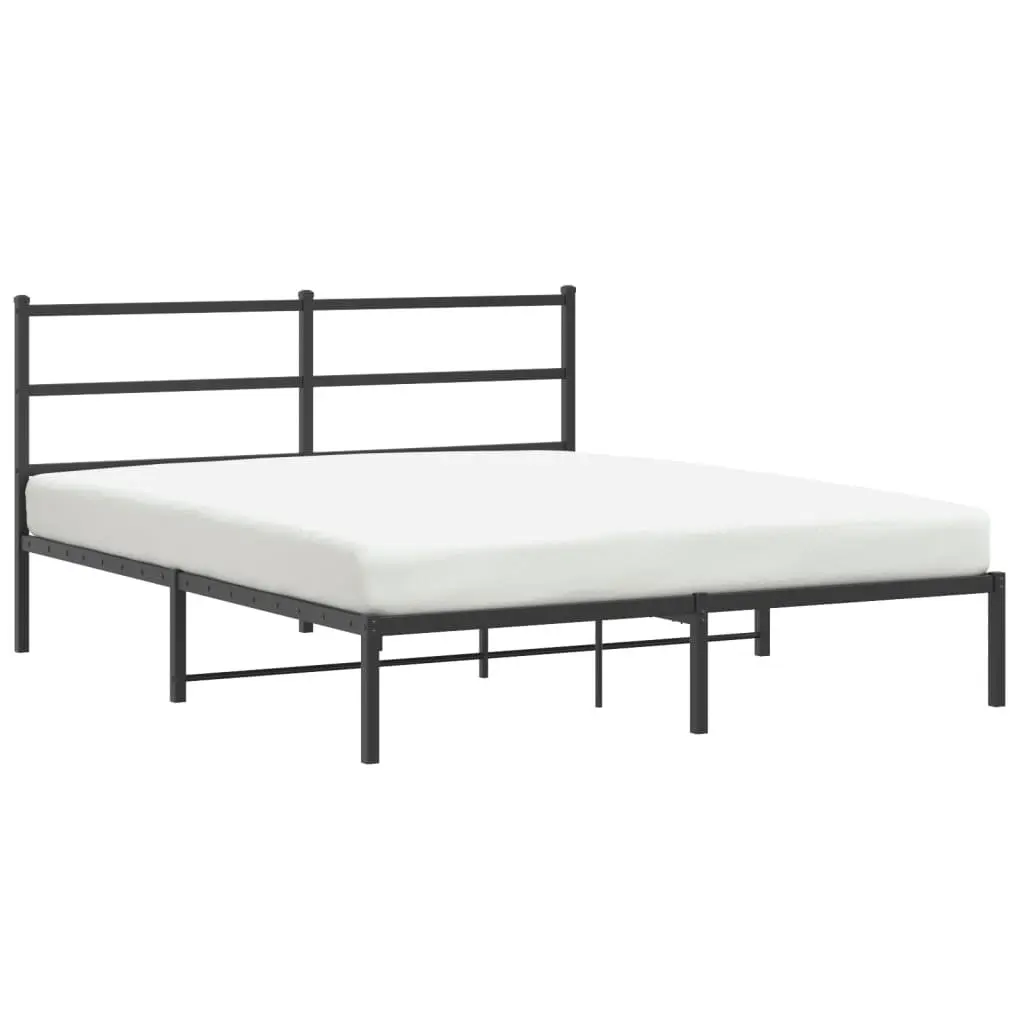 Black Steel Bed Frame 150x200 cm with Headboard