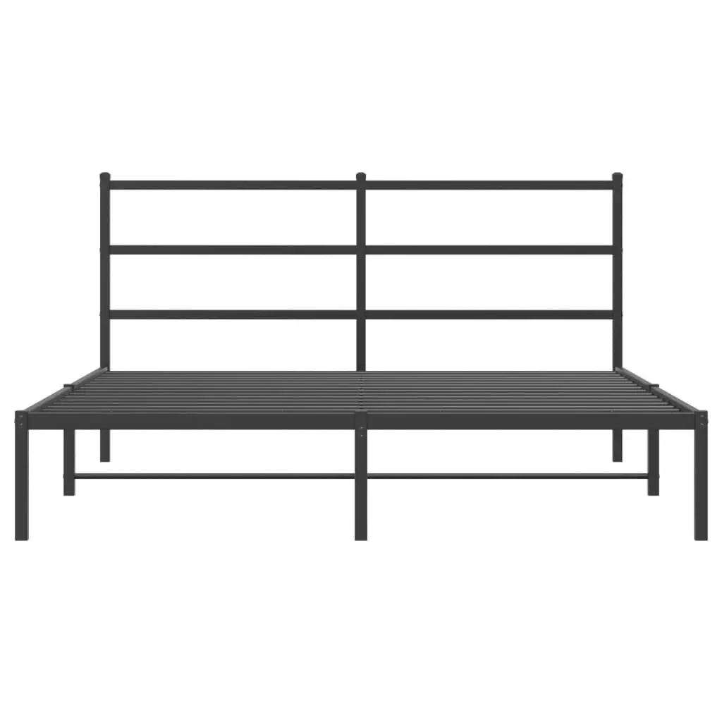 Black Steel Bed Frame 150x200 cm with Headboard