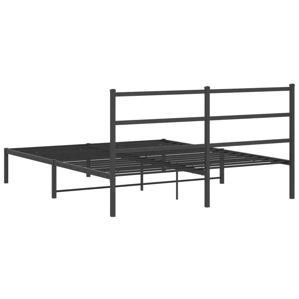 Black Steel Bed Frame 150x200 cm with Headboard