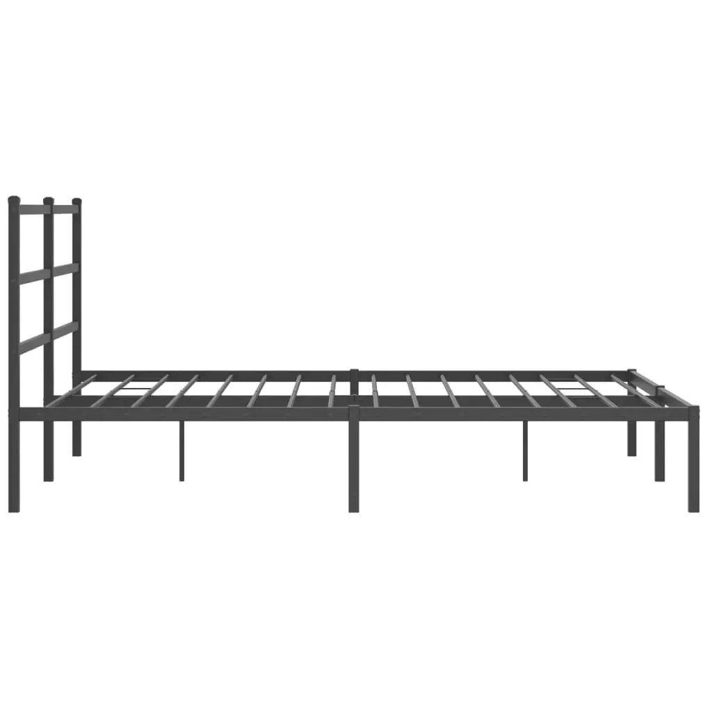 Black Steel Bed Frame 150x200 cm with Headboard
